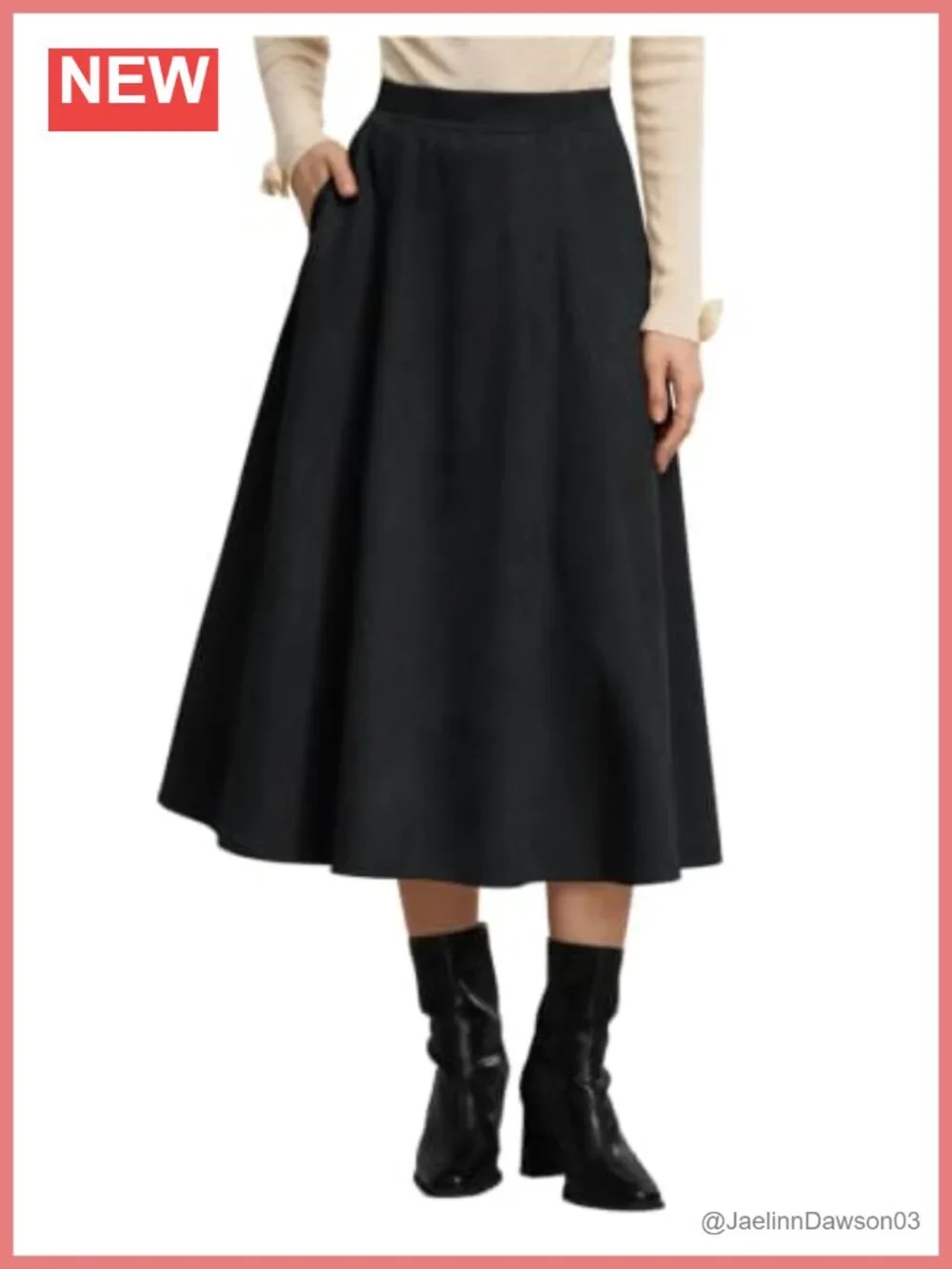 Women's High Waist A-Line Midi Suede Skirt Fall Winter